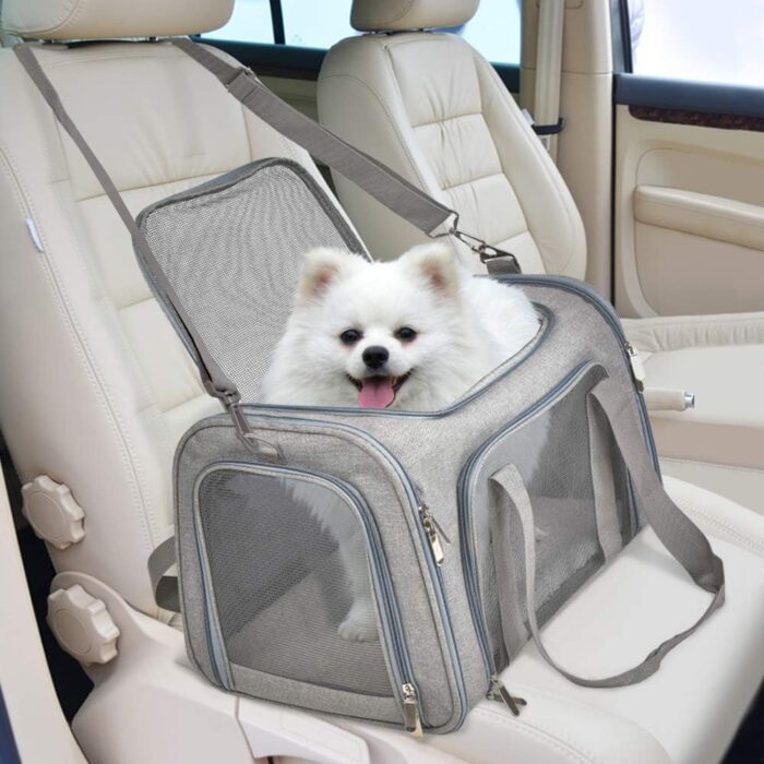 Cat Carriers Dog Carrier Pet Carrier For Small / Medium Cats Dogs Puppies (Up To 15lbs), TSA Airline Approved Small Dog Carrier Soft Sided, Collapsible Waterproof Travel Puppy Carrier - Grey - Image 8