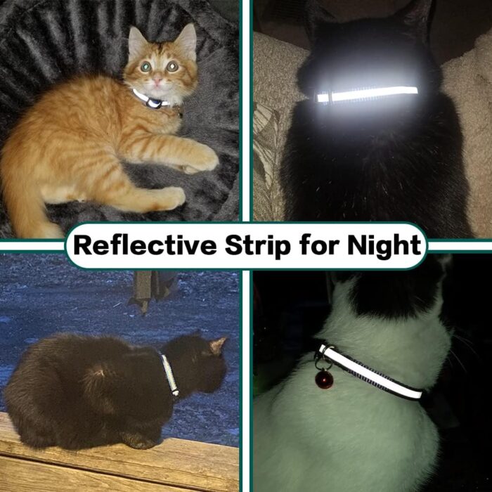 Airtag Cat Collar Breakaway, Reflective Kitten Collar with Apple Air Tag Holder and Bell for Girl Boy Cats, 0.4 Inches in Width and Lightweight(Black) - Image 3