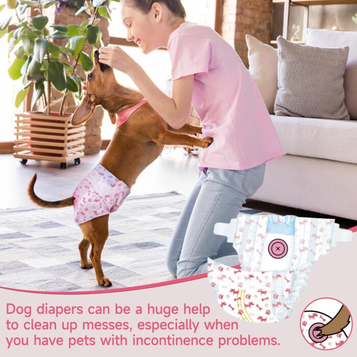 Pet Soft Disposable Dog Diapers - Female Dog Diapers with Adjustable Foam Tail Hole, Ultra Protection Puppy & Cat Diapers Wetness Indicator for Dogs in Heat or Incontinence,20pcs (XS,Red) - Image 5