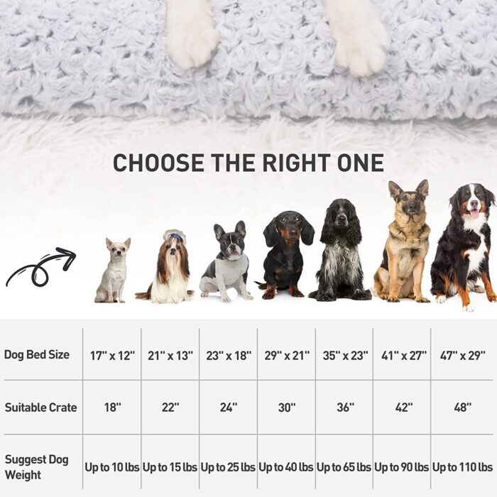 KSIIA Washable Dog Bed Deluxe Plush Dog Crate Beds Comfy Kennel Pad Anti-Slip Pet Sleeping Mat for Large, Jumbo, Medium, Small Dogs Breeds, 35" x 23", Gray - Image 2
