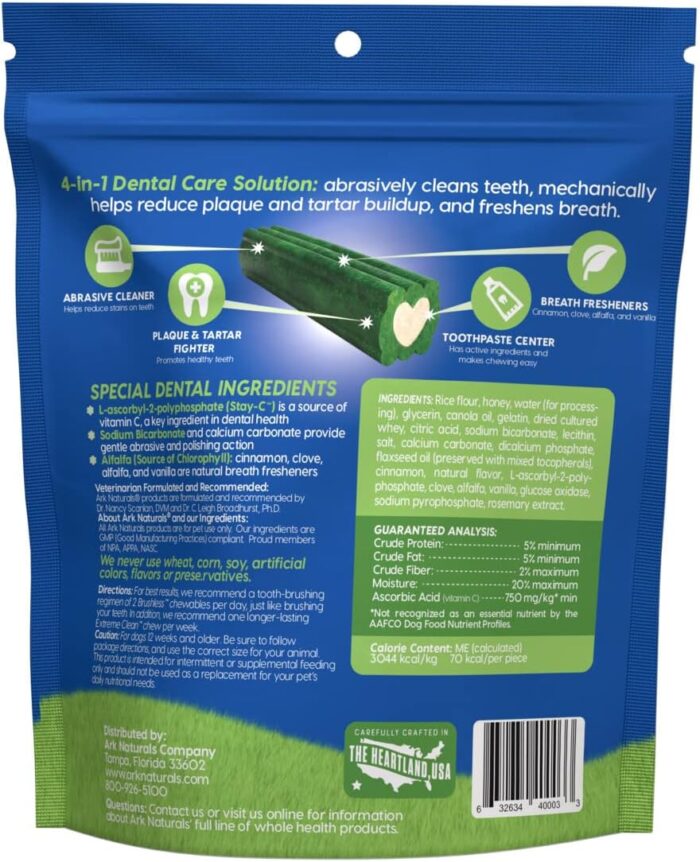 Ark Naturals Brushless Toothpaste, Dog Dental Chews for Large Breeds, Freshens Breath, Unique Texture Helps Reduce Plaque & Tartar, 18oz, 2 Pack - Image 2