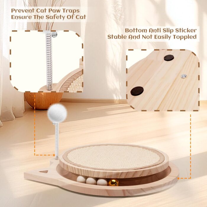 Cat Scratcher Board with Natural Sisal,Interactive Cat Kitty Kurlz Kitten Toys with Ball Track Spring Ball for Bored Indoor Adult Cats,Cat Scratch Furniture Protector for Relieves Stress - Image 3