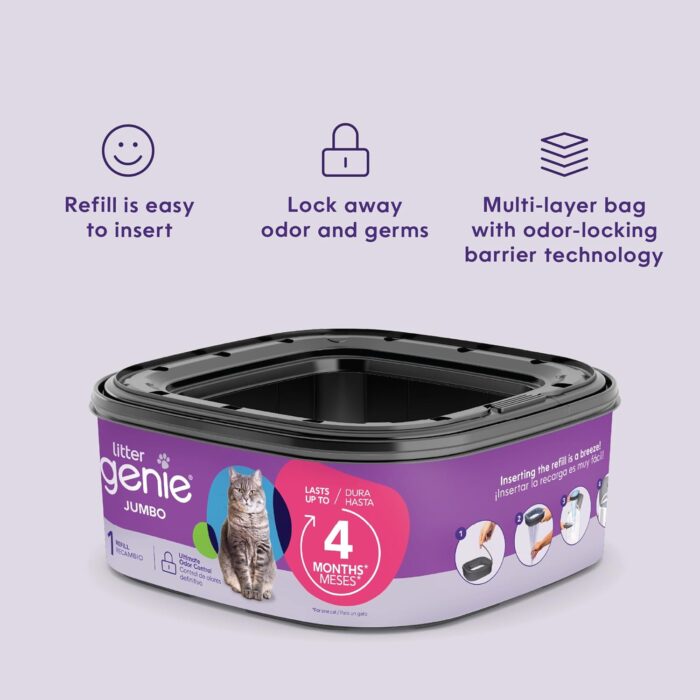 Litter Genie Refill Bags | Jumbo 2- Count (Pack of 1) | Up to 8 Months of Supply in 2 cartridges | Ultimate Odor Control Cat Litter Bags - Image 7