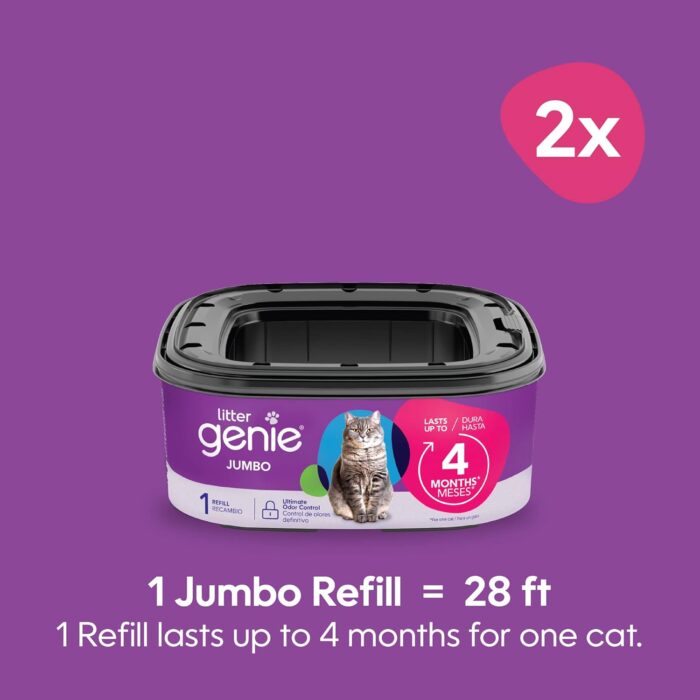 Litter Genie Refill Bags | Jumbo 2- Count (Pack of 1) | Up to 8 Months of Supply in 2 cartridges | Ultimate Odor Control Cat Litter Bags - Image 6