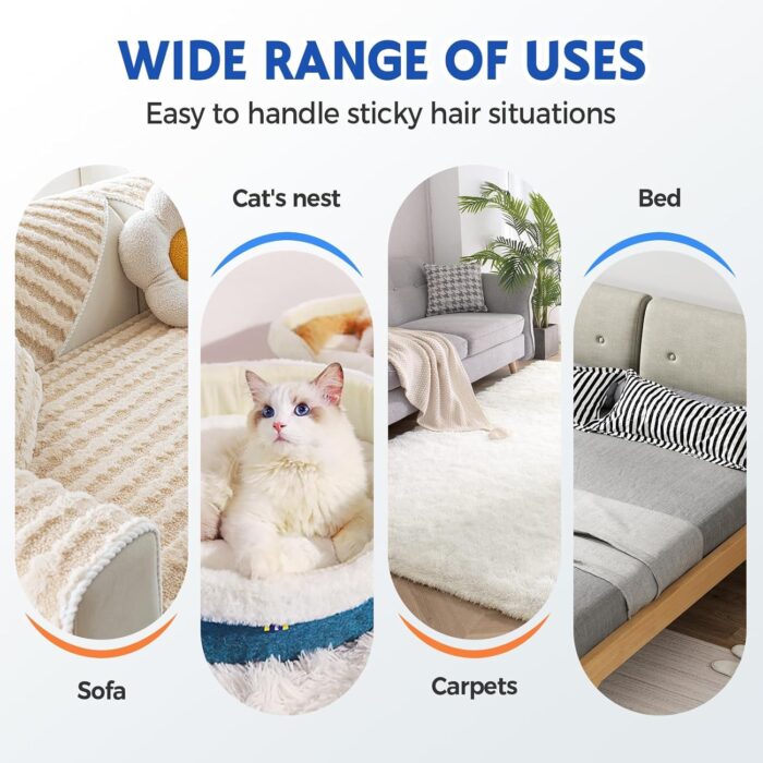 Pet Hair Remover Brush with 17-inch Handle, 4-in-1 Cat and Dog Hair Removal Tool for Furniture, Couch, Carpet, Clothes - Image 6