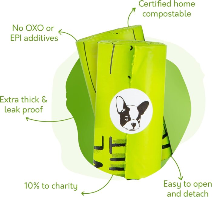 100% Certified Home Compostable Dog Poop Bags - 10% to Charity - ASTM D6400 & EN 13432 Compliant - 240 x Plant Based Compostable Poop Bags (16 Rolls) - Image 8