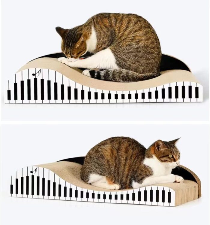 DEKU Premium Corrugated Cat Scratching Pads, Recyclable Durable Sofa Scratchers & Lounger - Interactive Play for Indoor Cats (Piano-24in) - Image 3