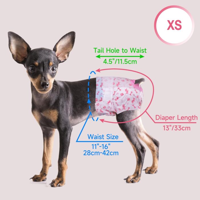 Pet Soft Disposable Dog Diapers - Female Dog Diapers with Adjustable Foam Tail Hole, Ultra Protection Puppy & Cat Diapers Wetness Indicator for Dogs in Heat or Incontinence,20pcs (XS,Red) - Image 4