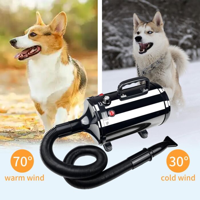 Dog Dryer for Pet Grooming, High-Velocity Force Blow Dryer, Speed Temperature Adjustable Dog Blower Grooming Dryer with 4 Nozzles - Image 2