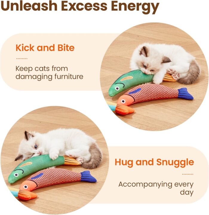 Potaroma Cat Toys Saury Fish, 3 Pack, Catnip Crinkle Sound, Soft and Durable, Interactive Kitten Kicker for Indoor Kitty Exercise 9.4 Inches for All Breeds - Image 6