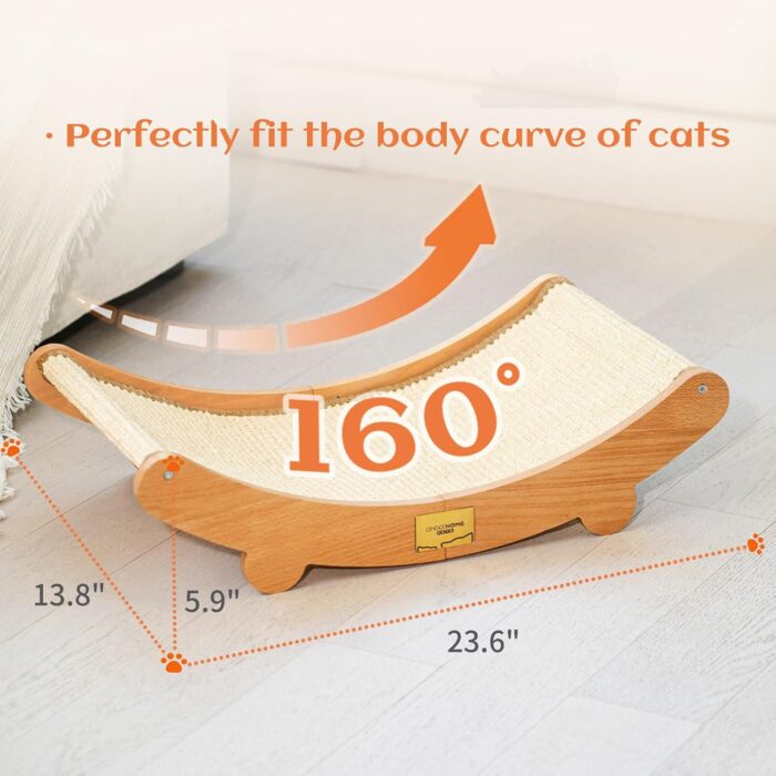 Sisal Cat Scratcher Bed for Indoor Cats Hammock for Scratching Pad Cat Chair Nartural Sisal Scratch Post for Large Cats Scratcher Lounge, Wooden Cat Furniture(Standard Edition) - Image 4