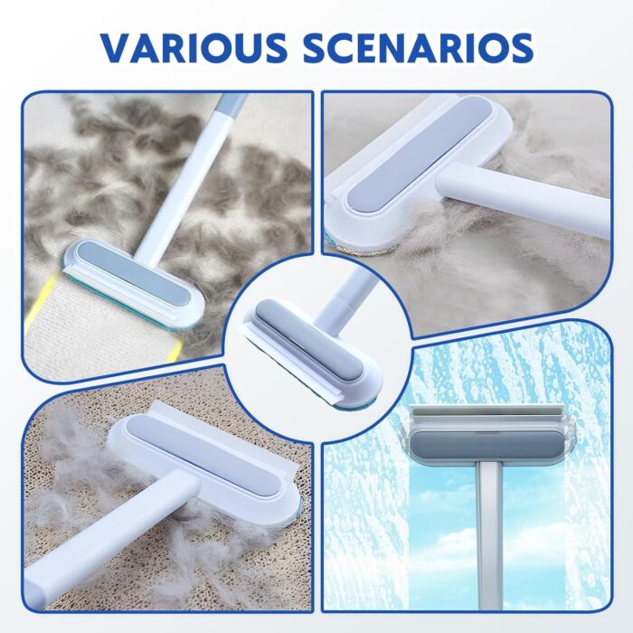 Pet Hair Remover Brush with 17-inch Handle, 4-in-1 Cat and Dog Hair Removal Tool for Furniture, Couch, Carpet, Clothes - Image 5