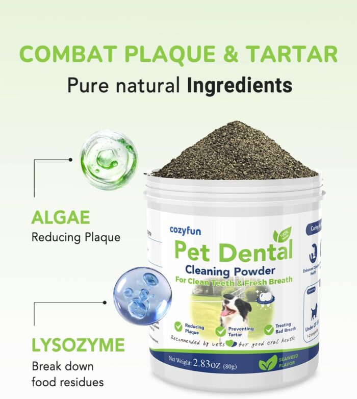 Dog Dental Powder - Dogs Teeth Cleaning Powder, Plaque and Tartar Remover in 7-14 Days, Dog Breath Freshener - All Natural Ingredient Dogs Dental Care Supply - Image 3
