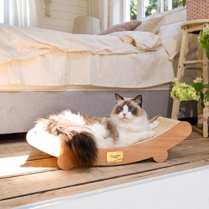 Sisal Cat Scratcher Bed for Indoor Cats Hammock for Scratching Pad Cat Chair Nartural Sisal Scratch Post for Large Cats Scratcher Lounge, Wooden Cat Furniture(Standard Edition) - Image 6