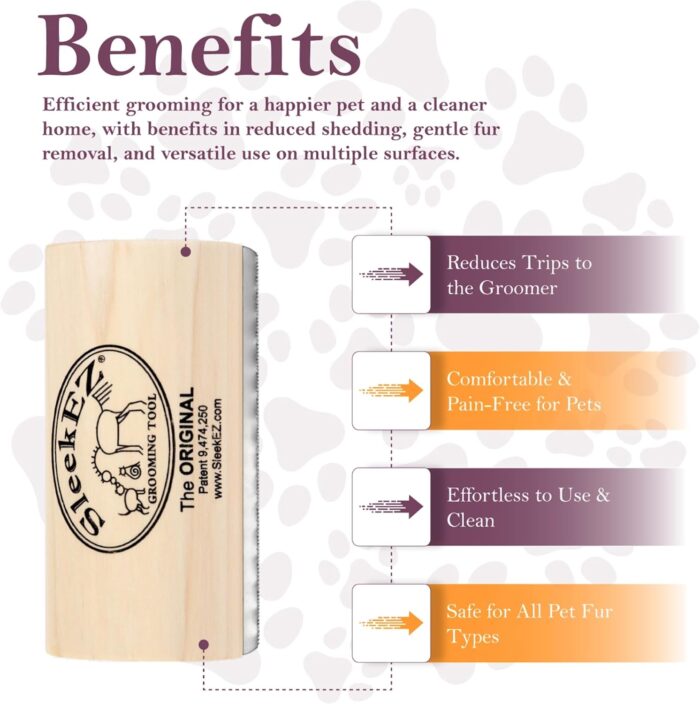 SleekEZ Original Deshedding Grooming Tool for Dogs, Cats & Horses - Undercoat Brush for Short & Long Hair - Painlessly Remove Loose Hair, Fur & Dirt - Easy to Clean - USA Made - (5 inch) - Image 8