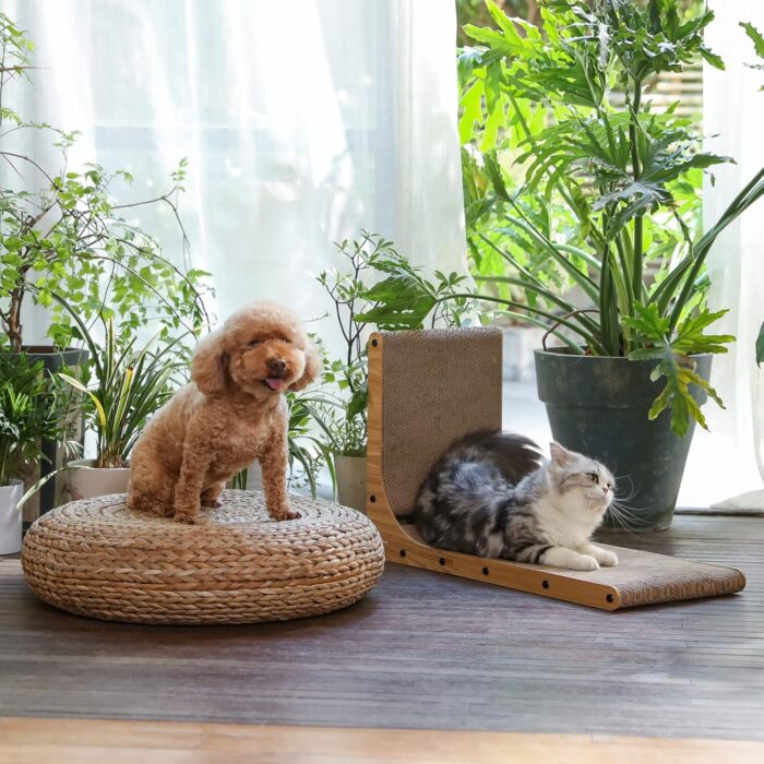 FUKUMARU Cat Scratcher, 26.8 Inch L Shape Cat Scratch Pad Wall Mounted, Cat Scratching Cardboard with Ball Toy for Indoor Cats, Large Size - Image 2
