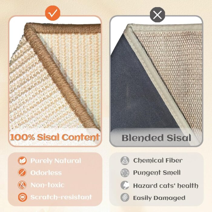 Sisal Cat Scratcher Bed for Indoor Cats Hammock for Scratching Pad Cat Chair Nartural Sisal Scratch Post for Large Cats Scratcher Lounge, Wooden Cat Furniture(Standard Edition) - Image 2