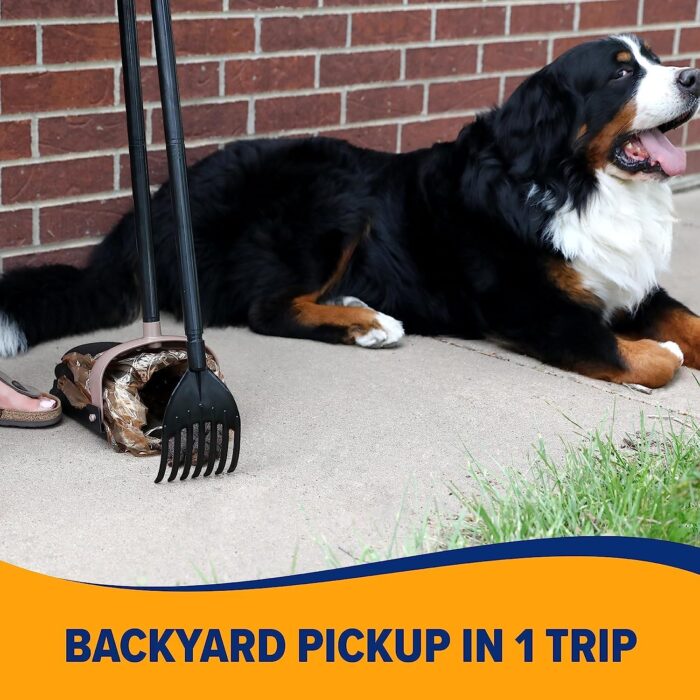 Arm & Hammer Dog Pooper Scooper Swivel Bin & Rake, Poop Scoop for Dogs, Black (2 Heavy Duty Scented Waste Bags Included) - Image 3