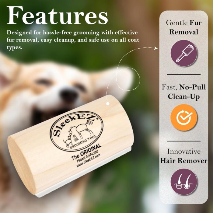 SleekEZ Original Deshedding Grooming Tool for Dogs, Cats & Horses - Undercoat Brush for Short & Long Hair - Painlessly Remove Loose Hair, Fur & Dirt - Easy to Clean - USA Made - (5 inch) - Image 3