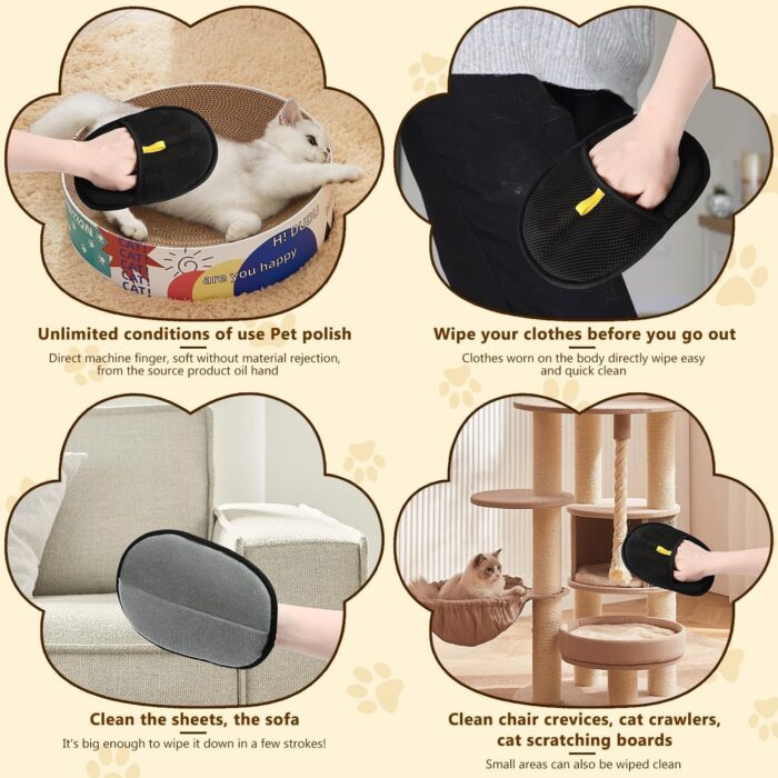 Pets Hair Remover, Pet Hair Remover, Electrostatic Pet Hair Remover, Gloves Pet Hair Removal for Cat & Dogs, Reusable Pet Hair Remover Glove (3 PCS) - Image 2