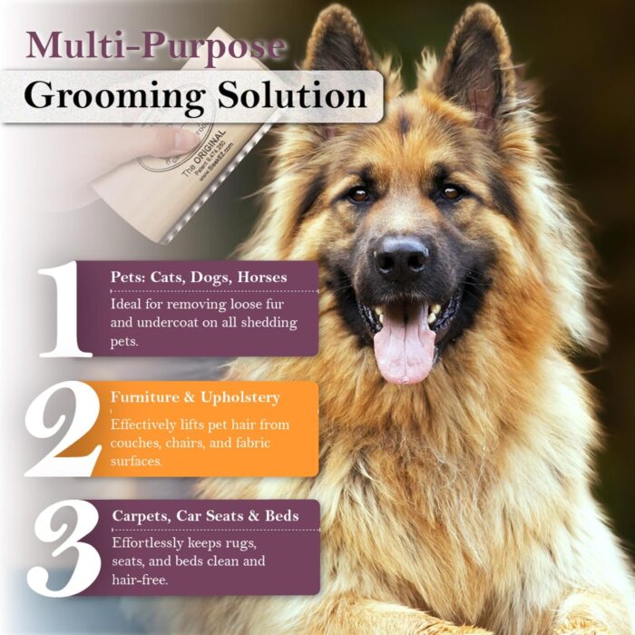 SleekEZ Original Deshedding Grooming Tool for Dogs, Cats & Horses - Undercoat Brush for Short & Long Hair - Painlessly Remove Loose Hair, Fur & Dirt - Easy to Clean - USA Made - (5 inch) - Image 6