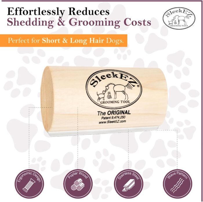 SleekEZ Original Deshedding Grooming Tool for Dogs, Cats & Horses - Undercoat Brush for Short & Long Hair - Painlessly Remove Loose Hair, Fur & Dirt - Easy to Clean - USA Made - (5 inch) - Image 5