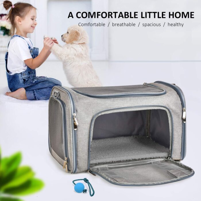 Cat Carriers Dog Carrier Pet Carrier For Small / Medium Cats Dogs Puppies (Up To 15lbs), TSA Airline Approved Small Dog Carrier Soft Sided, Collapsible Waterproof Travel Puppy Carrier - Grey - Image 2