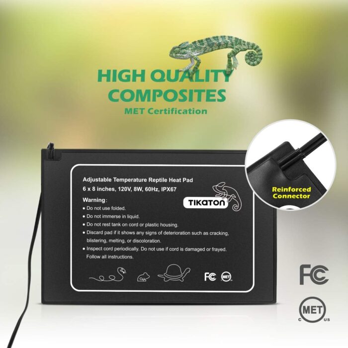 Tikaton Reptile Heat Pad - Adjustable Temperature Under Tank Heater for 10-20gal/30-40gal Tank, Terrarium Heat Mat for Turtle/Snake/Lizard/Frog/Spider/Plant Box - Image 3