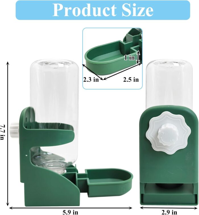 kathson Rabbit Water Dispenser for Cage 17 Oz Hanging Guinea Pig Water Bottle No Drip Gravity Automatic Bunny Water Bottle No Leak Small Animal Water Bottle for Chinchilla Ferret Hamster(Green - Image 3