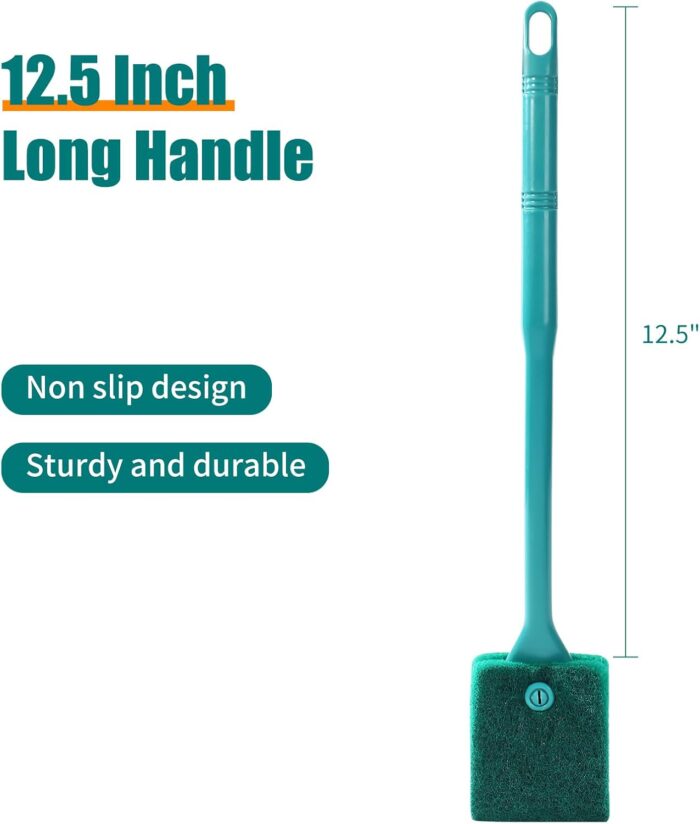 AQUANEAT Fish Tank Cleaning Tools, Aquarium Double Sided Sponge Brush, Algae Scraper Cleaner with Long Handle - Image 4