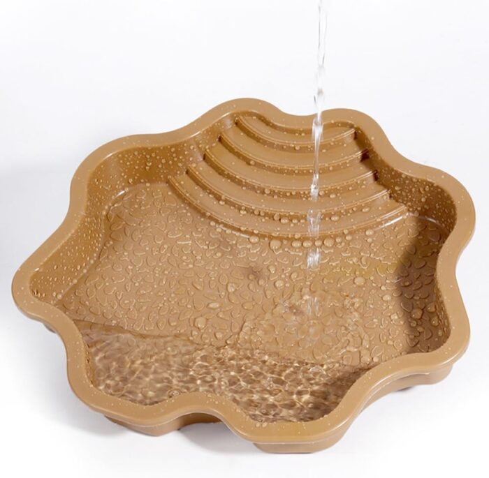 Turtle Bathing Pool, Reptile Feeding Dish Water Pot, Landscape Fish Tank Decoration, Lizard Turtle Bathing Pool for Aquatic Climbing Pet - Earthy Yellow - Image 9