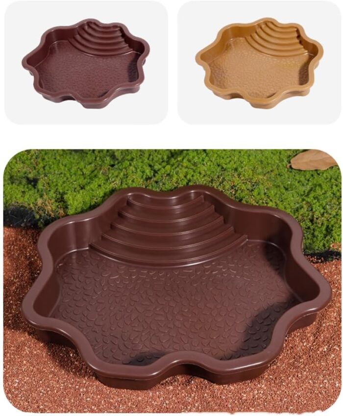 Turtle Bathing Pool, Reptile Feeding Dish Water Pot, Landscape Fish Tank Decoration, Lizard Turtle Bathing Pool for Aquatic Climbing Pet - Earthy Yellow - Image 7