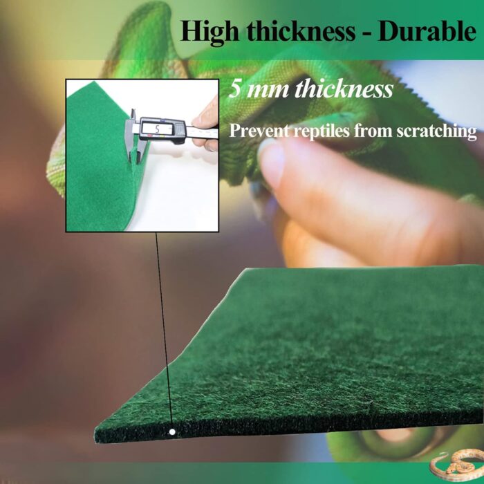 HERCOCCI 2 Pack Reptile Carpet, 39’’ x 20’’ Terrarium Bedding Substrate Liner Reptile Cage Mat Tank Accessories for Bearded Dragon Lizard Tortoise Leopard Gecko Snake (Green) - Image 2