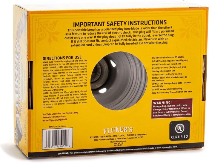 Fluker's Repta-Clamp Lamp, Heavy Duty Clamp Light For Reptile Tanks and Terrariums, UL/CUL Approved, Great for Reptile Basking, 75-Watt Maximum with On/Off Switch, 5.5" - Image 3