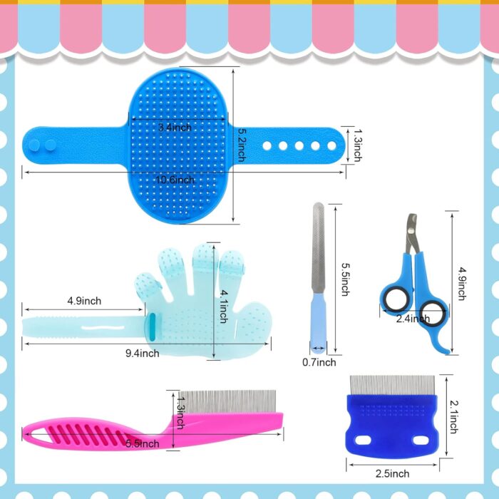 Rabbit Grooming Kit, Rabbit Brush for Shedding with Bunny Nail Clipper, Rabbit Nail Trimmers with Pet Combs for Hamster Guinea Pig Ferret by KALAMANDA(6 Pack) - Image 2