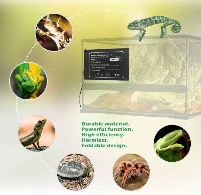 Tikaton Reptile Heat Pad - Adjustable Temperature Under Tank Heater for 10-20gal/30-40gal Tank, Terrarium Heat Mat for Turtle/Snake/Lizard/Frog/Spider/Plant Box - Image 5