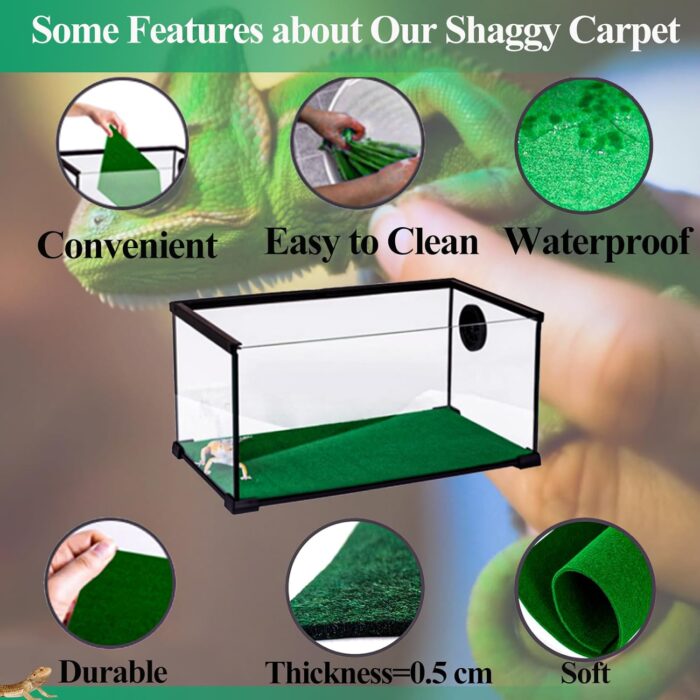HERCOCCI 2 Pack Reptile Carpet, 39’’ x 20’’ Terrarium Bedding Substrate Liner Reptile Cage Mat Tank Accessories for Bearded Dragon Lizard Tortoise Leopard Gecko Snake (Green) - Image 7