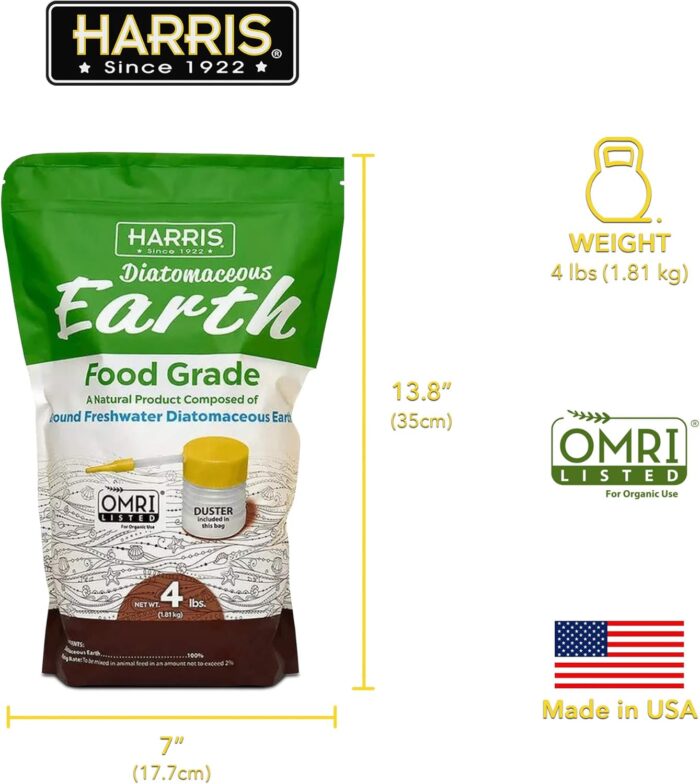 HARRIS Diatomaceous Earth Food Grade, 4lb with Powder Duster Included in The Bag - Image 5