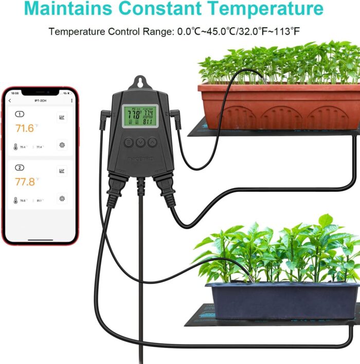Inkbird WiFi Heat Mat Reptile Thermostat Controller Temperature Controller with 2 Probes and 2 Outlets, IPT-2CH Reptiles Heat Mat Thermostat (Max 250W per Outlet) - Image 6