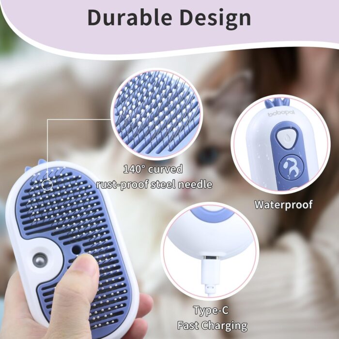 Cat Steam Brush, 3 In 1 Cat Grooming Brush for Shedding, Self-Cleaning Dog Grooming, Steamy Pet Hair Removal Comb with Water Tank Anti-Static - Image 5