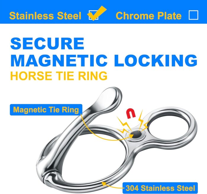 Stainless Steel Horse Tie Ring,Safe Humane Tie Ring for Horses,Adjustable Magnetic Tie Ring for Pulling & Stress Relief,Ideal for Horse Training and Restraint - Image 7