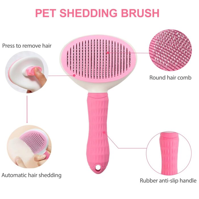6 in 1 Pink Pet Bath Supplies with Dog & Cat Shedding Brush, Dog Shampoo Brush, Bath Scrubber,Washing Gloves, 39.7" × 20.5" Towel and Big Toiletry Bag. - Image 4