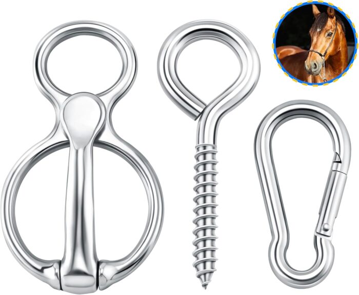 Stainless Steel Horse Tie Ring,Safe Humane Tie Ring for Horses,Adjustable Magnetic Tie Ring for Pulling & Stress Relief,Ideal for Horse Training and Restraint