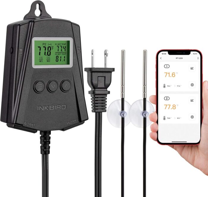 Inkbird WiFi Heat Mat Reptile Thermostat Controller Temperature Controller with 2 Probes and 2 Outlets, IPT-2CH Reptiles Heat Mat Thermostat (Max 250W per Outlet) - Image 3