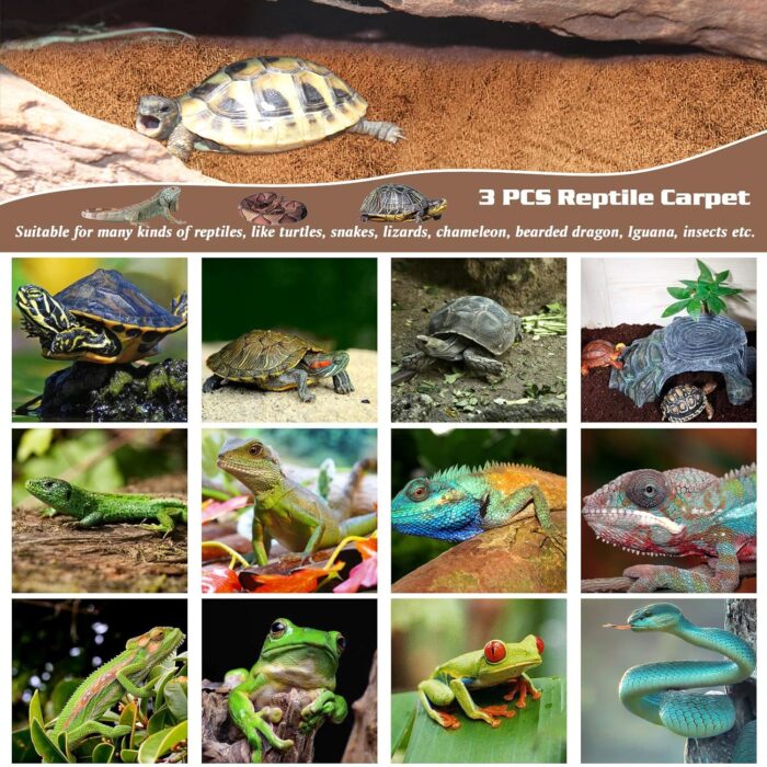 ZeeDix 3 Rolls Coconut Fiber Reptile Substrate Mat, 16 x 36 inches Natural Coco Mat Reptile Carpet Coco Fiber Liner Turtle Bedding Reptile Terrarium Liner for Lizard Snake Turtle Gecko Bearded Dragon - Image 6