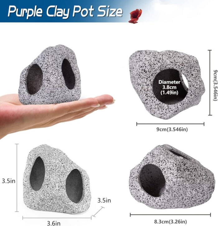 Aquarium Decorations Cave Fish Tank Accessories Rock Decor for Shrimp Cichlid Hiding Breeding Small Fish Bowl Hide Decoration Betta Toys Hideout Stones House（Medium） - Image 7