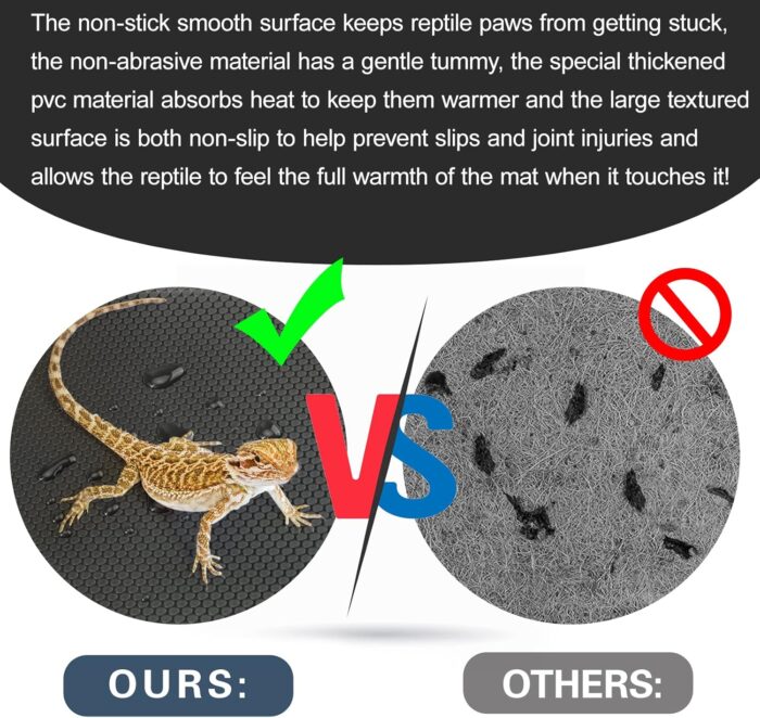Bearded Dragon Tank Accessories, Reptile Terrarium Carpet Substrate for Leopard Gecko, Lizard, Iguana, Snake, Tortoise, Non-Adhesive Reptile Habitat Bedding(Black 79inch) - Image 5