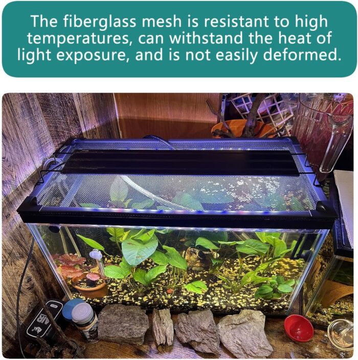 Magnetic Fish Tank Cover with Feeding Window Green Frame Grey Fiberglass Mesh, DIY Magnetic Fish Tank Lid 39"x19"(100x50CM), Preventing Fish from Jumping Out The Size can be Adjusted Smaller - Image 3