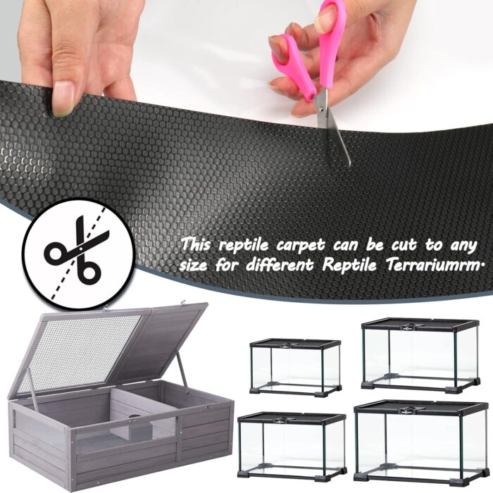 Bearded Dragon Tank Accessories, Reptile Terrarium Carpet Substrate for Leopard Gecko, Lizard, Iguana, Snake, Tortoise, Non-Adhesive Reptile Habitat Bedding(Black 79inch) - Image 3