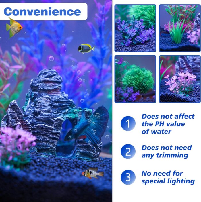 Ameliade Aquarium Artificial Plastic Plants Decorations and Rock Cave Decor Set Goldfish Betta Fish Tank Accessories Small Large Fish Bowl Ornaments - Image 3